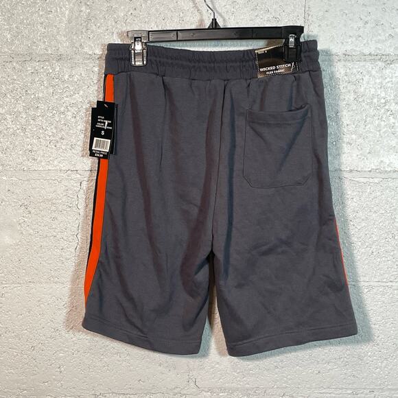 WICKED STITCH French Terry  Side striped mens short Grey, Orange Small - Picture 8 of 9